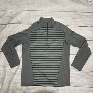 Patagonia Men’s Large Gray Stripe Capilene 3 Midweight 1/2 Zip Sweater